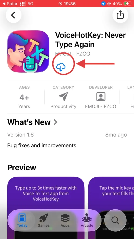 VoiceHotKey ใน iOS App Store