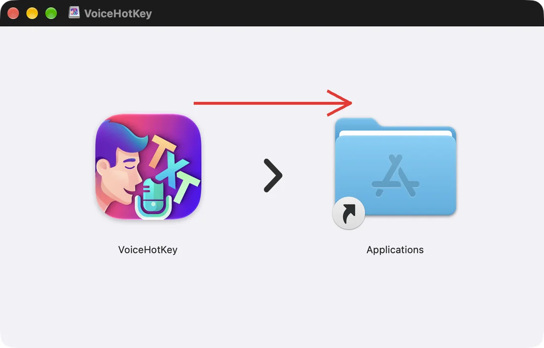 ลาก VoiceHotKey ไปยังโฟลเดอร์แอปพลิเคชัน
